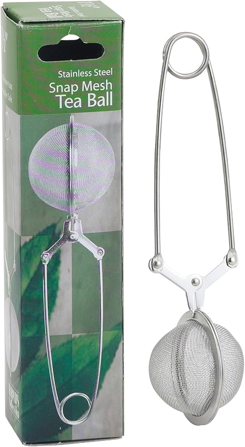 HIC Kitchen Snap Mesh Ball Tea Infusers, 18/8 Stainless Steel, For Loose Leaf Tea and Mulling Spices, Set of 2