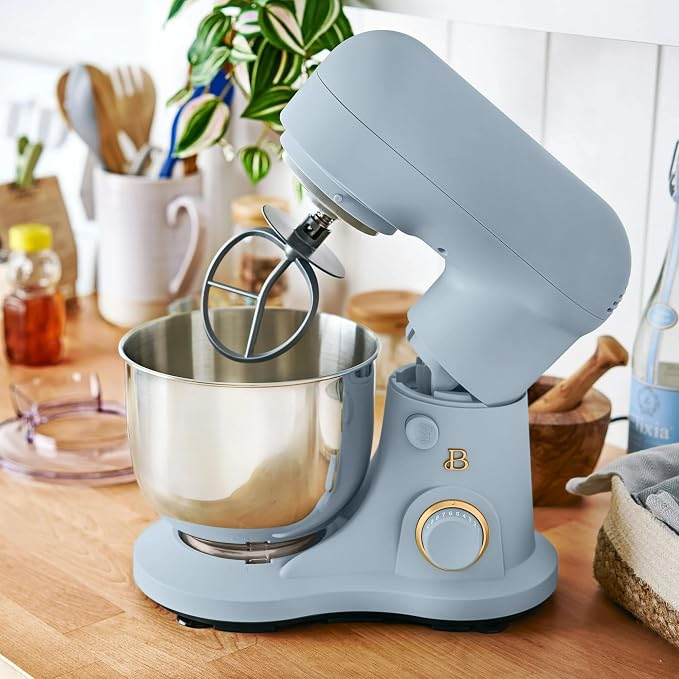 3.5 Qt Stand Mixer, 300W Powerful Motor, Tilt-Head Design with Stainless Steel Bowl, 12 Speeds, Includes Dough Hook Whisk Beater for Baking Mixing (Cornflower Blue)