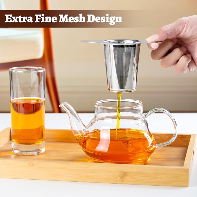 FrutPunch 2 Pack Loose Leaf Tea Infuser with Lid, Ultra-Fine Mesh | Tea Strainers for Loose Tea, Large Capacity, Double Handles, Can be Hung on Teapot, Cup, Gift for Tea Lovers, Stainless Steel
