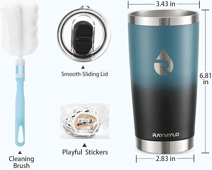 RAYMYLO Travel Coffee Tumbler, Insulated Travel Coffee Mug Cup, 20oz | Detachable Lid for Thoroughly Clean, Cup Holder Friendly for Outdoor, Double-Wall Vacuum Insulation, Spill Proof & BPA Free