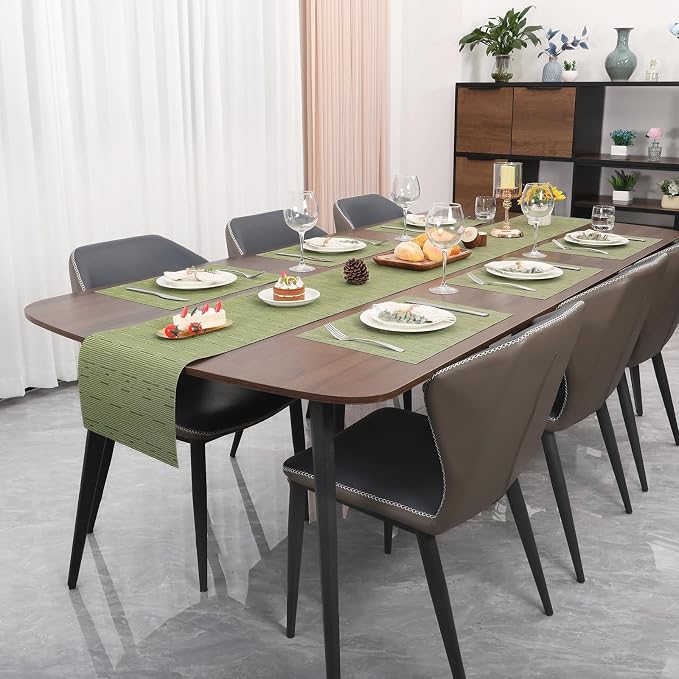 Myir JUN Placemats Set of 4 Kitchen and Dining Table Placemats | Vinyl Placemats Place Mats Indoor/Outdoor Set of 4 Washable Table Mats Non-Slip Place mats for Dining Table, Green