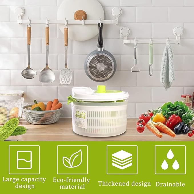 Capacity 3L Salad Spinner Vegetable Washer Fruit Veggie Bowl Collapsible Salad Spinner with Lid Veggie Dryer Set for Kitchen Tools of Lettuce Dryer Salad Shooter Small Salad Spinner