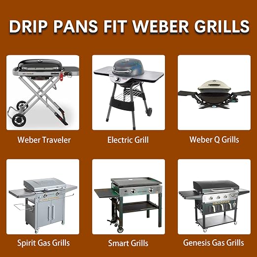 Aluminum Drip Pans for Weber - Disposable Foil Grease Trays Compatible with Weber Grills Spirit Gas Grills, Q Grills, Genesis and Genesis II LX 200 300 Series, Replacement Liners 8.5" X 6", 20 Pack
