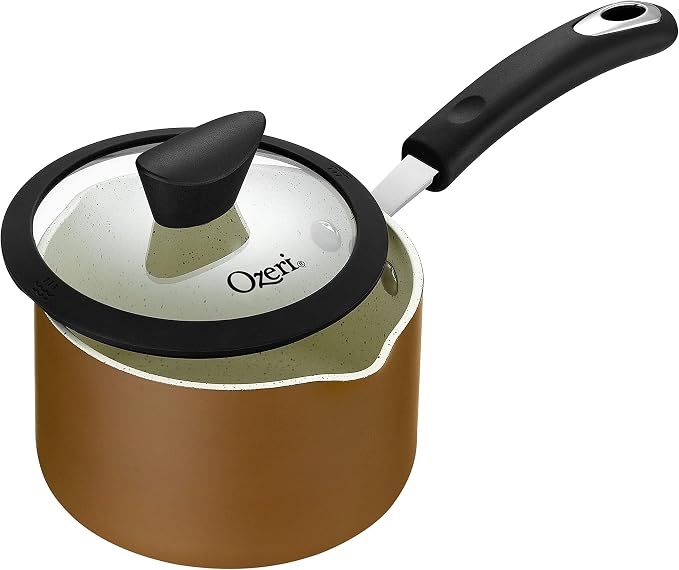 The All-In-One Stone Saucepan and Cooking Pot By Ozeri | Utilizes A Stone-derived Coating From Germany That Is 100% Free of APEO, GenX, PFBS, PFOS, PFOA, NMP and NEP