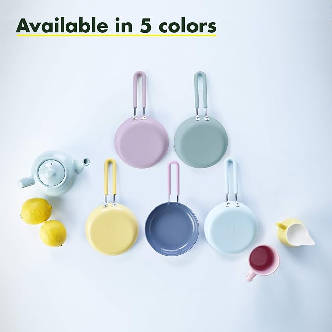 GreenPan Mini Healthy Ceramic Nonstick, 5" Round Egg Pan, PFAS-Free, Dishwasher Safe, Stay Cool Handle, Mint Green