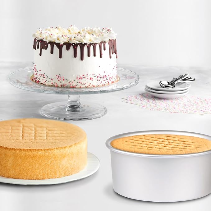 4 x 2 inch Round Cake Pan Set of 4, Aluminum Baking Pans for Mini Cakes, Heavy Duty Non-Stick, Evenly Baking Tools for Home Kitchen, Birthday Wedding Anniversary