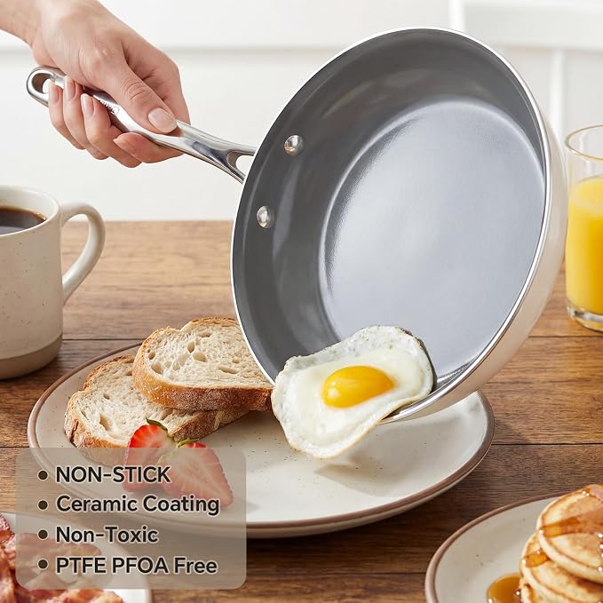 Skillet Ceramic Nonstick Frying Pans,11 Inches Non Stick Large Cooking Pan for Kitchen,PFOA PTFE PFAs Free