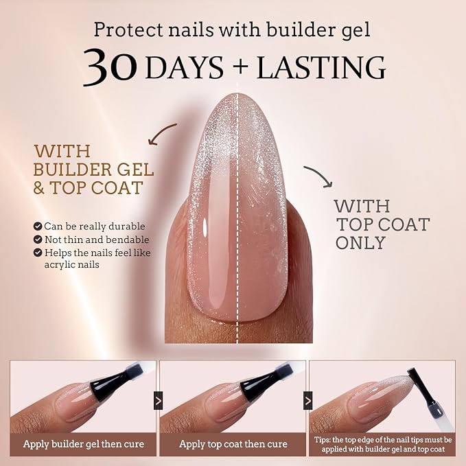 BTArtboxnails XCOATTIPS Cat Eye French Tip Press On Nails, L Coffin, Brown | Lamp-Curable 4-Week Wear, Salon Quality Value at Home, Natural Nail Look, Easy-to-Apply for Beginners, 160ct Nail Tips Only