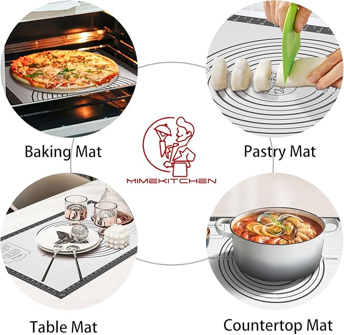 Silicone Pastry Mat for Dough Rolling,SIlicone Mat for Baking PIzza,Macaron, Pie Crust Pizza and Cookies Large Silicone Fondant Mat,Macaron Silicone Baking Mat