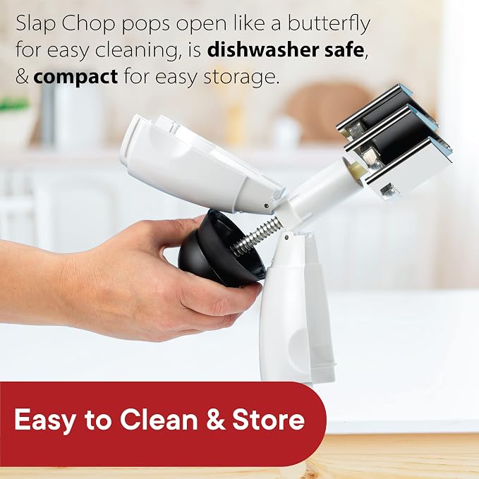 Original Slap Chop Slicer with Stainless Steel Blades & Cheese Graty | Manual Food Chopper & Twist Grater for Cheese, Vegetables, Salad Toppings, & More | Lightweight & Easy to Clean | Manual Food Chopper & Twist Grater for Cheese, Vegetables, Salad To...