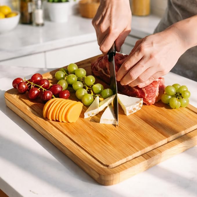 Set of 10, Bulk Wholesale Bamboo Cutting Boards – Thick 14X11" Charcuterie Trays with Juice Groove for Cheese, Fruits, Veggies, Grazing Platter, Catering, Engraving Gifts, Epoxy Resin Crafts, Arts
