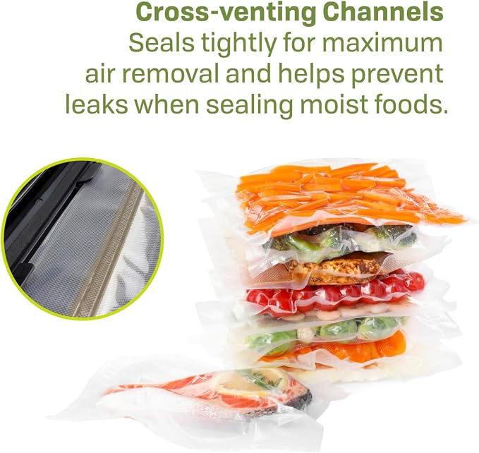 NESCO VS-03R Vacuum Sealer Bags for Home Food Storage, Liquid‑Friendly Bags Safe for Microwave and Sous‑Vide Cooking