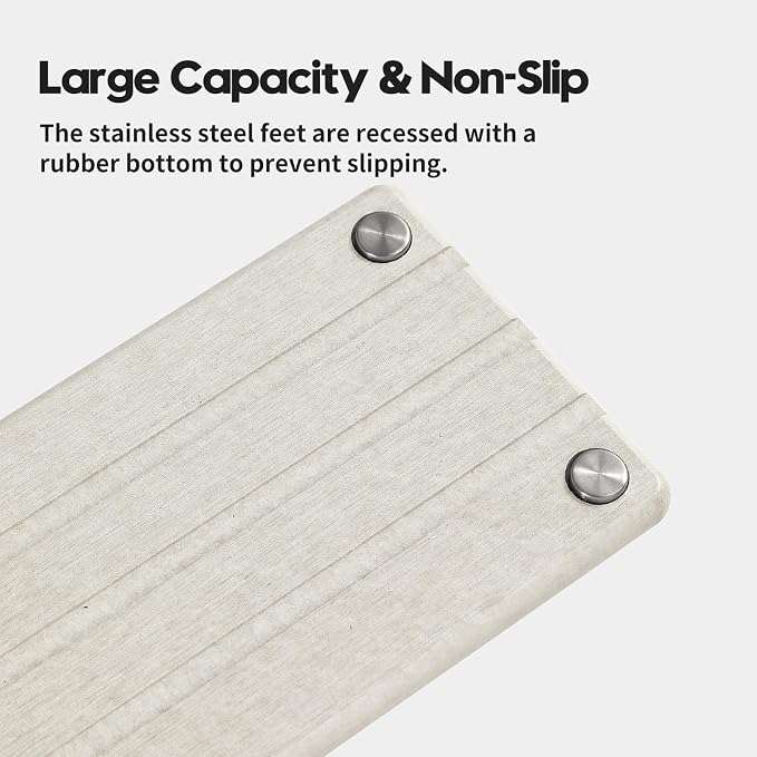 2 Pack Fast Drying Water Absorbing Diatomite Stone Mat Tray for Kitchen & Bathroom Counter - Instant Dry Sink Caddy Organizer - Vanity Holder for Soap and Sponge – Beige Gray 10" x 4"