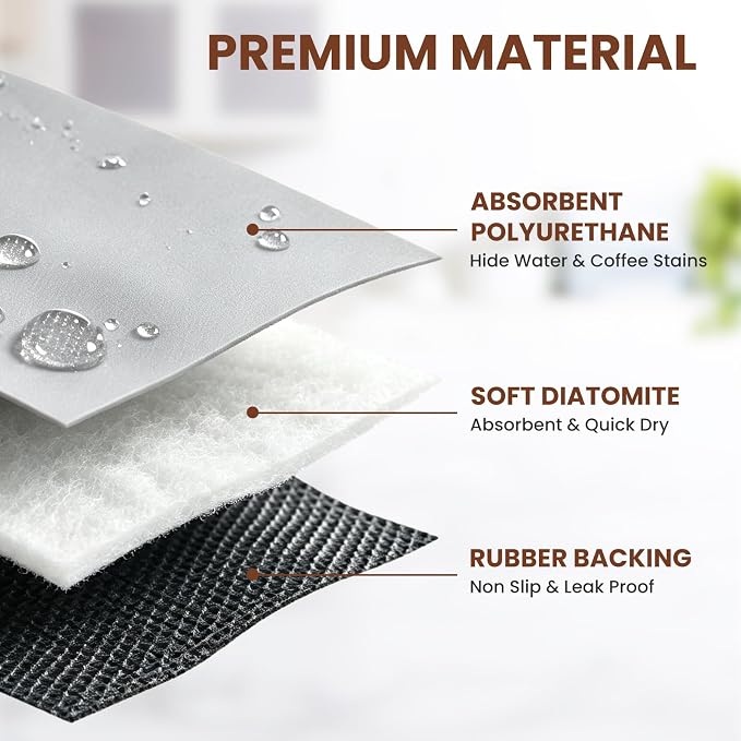 Coffee Mat Dish Drying,Non-Slip Easy Clean Sink Mat,Heat-resistant ,Fit Under Coffee Maker, Espresso Machine, Pot, Dish Rack (gery, 16"x24")