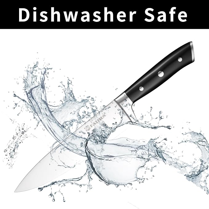 15-Piece German Steel Kitchen Knife Set with Block | ABS Ergonomic Handles For Chopping & Slicing. Includes Shears & Durable Storage Base