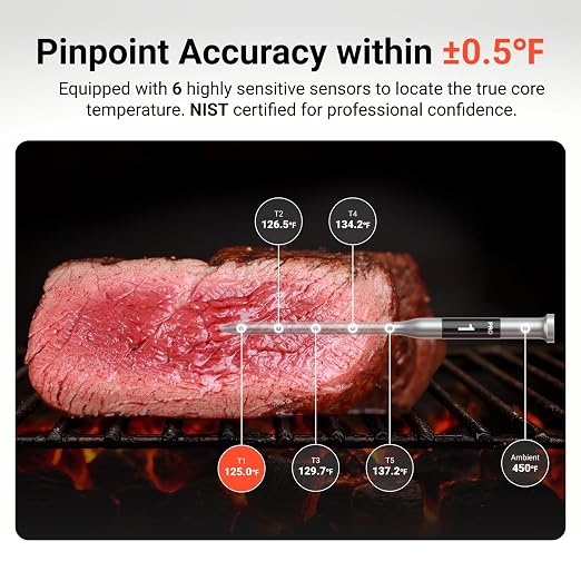 ThermoMaven Smart WiFi Wireless Meat Thermometer for Grilling with 2 Probes | Standalone Base, 6 Sensors, NIST Certified Accurate to ±0.5℉, 1000ft Wireless Connection, for BBQ/Smoke/Oven