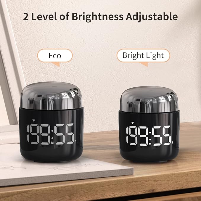 Kitchen Timer, 360 Rotate, Countup/Countdown, LED, Volume | Memory Function Back to School (Silver)