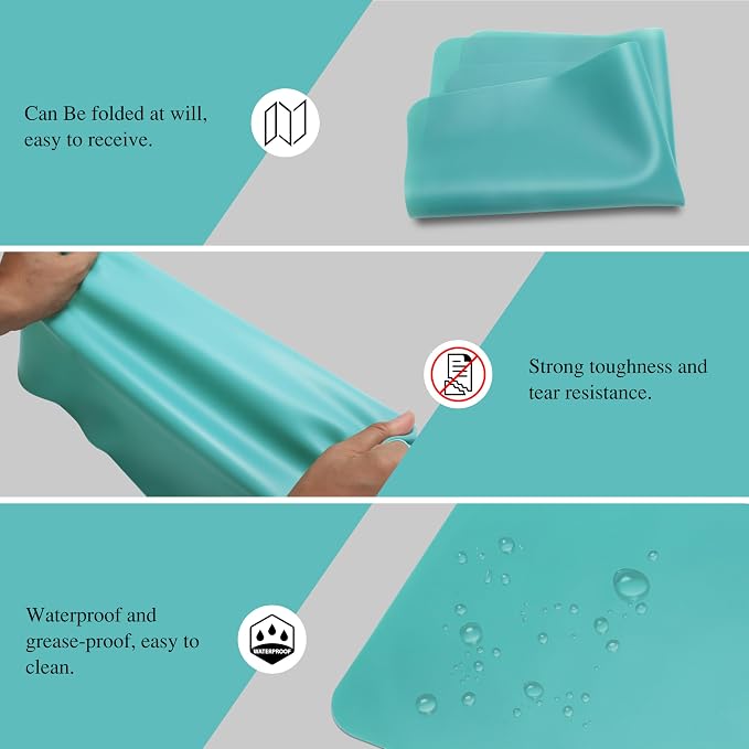 Silicone Mats, 2Pcs 15.7"x 11.8"x 0.03" Green Silicone Table Mat | Silicone Placemats for Baking, Kitchen Counter, Jewelry