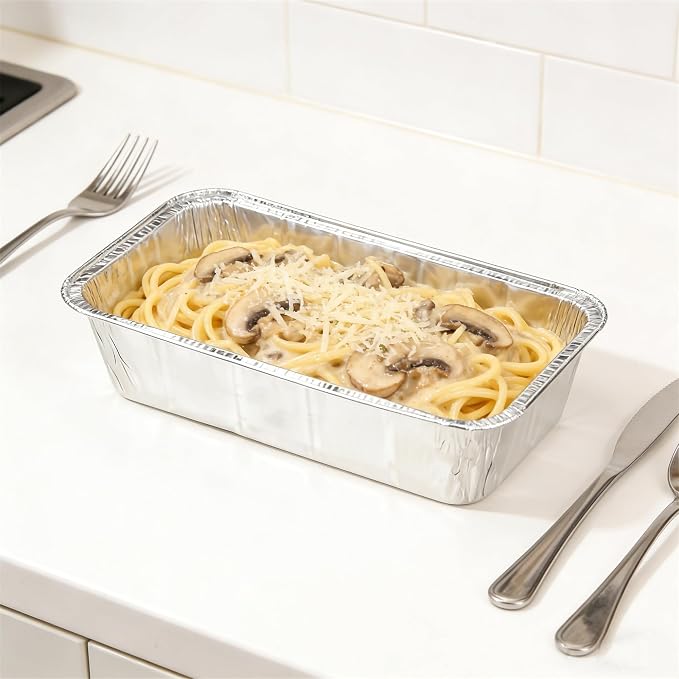 100 Pack 2 Lb Aluminum Loaf Baking Pans, 8.5" x 4.5" x 2.5" Heavy Duty Disposable Loaf Pans,Foil Bread Pans for Baking Holiday Treats Food Storage and Takeout