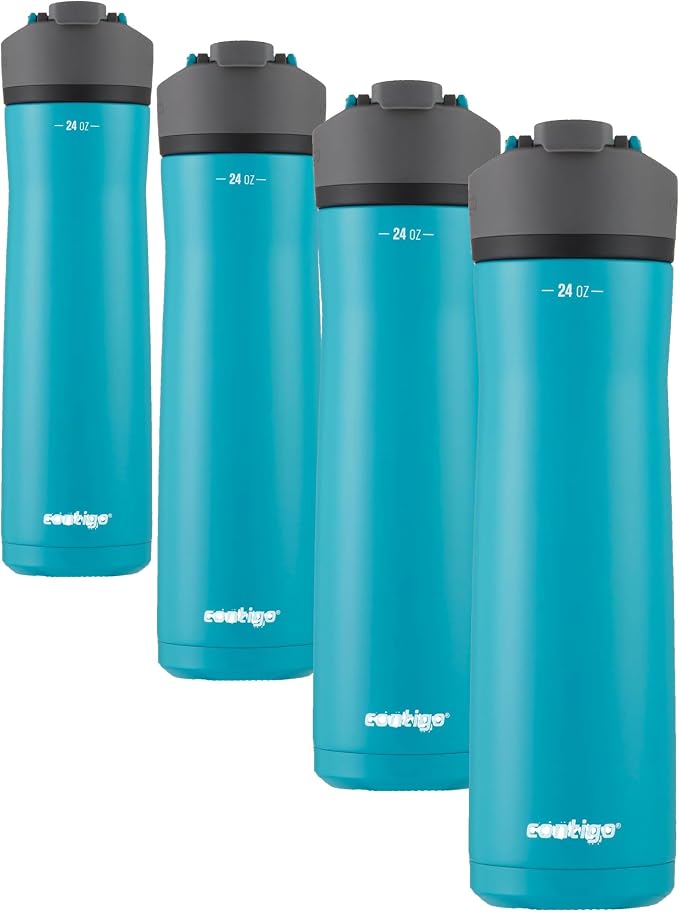 Contigo Cortland Chill 2.0 Stainless Steel Water Bottle with AUTOSEAL Lid 24 oz Juniper and Azalea (Pack of 8)