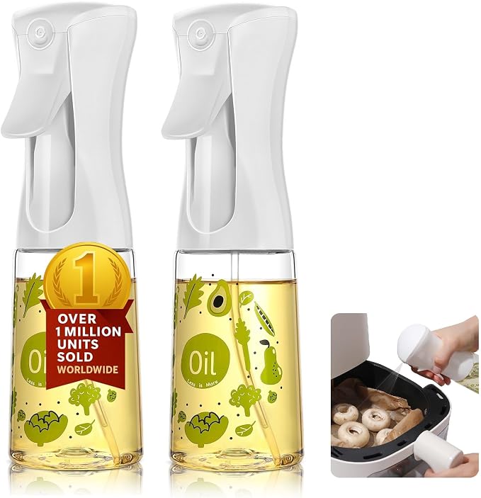 oil spray PET bottle 200ml Upgraded Version.Fine Mist Spray Bottle for Air Fryer, Olive Oil, Avocado Oil, Healthy Nonstick Frying, Commercial & Home Kitchen Use　(PS601-200ml 2Pc)