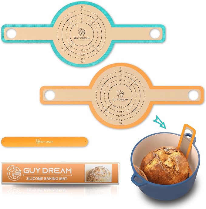2 PCs Bread Sling - Specially Selected Platinum Silicone – Baking Mat for Dutch Oven – Sourdough Bread Baking Mat & 1 Storage Band