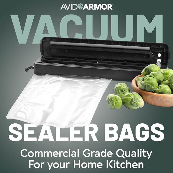 Avid Armor Pre-Cut Pint Size Vacuum Sealer Bags 6x10 Inch 200 Pack - BPA Free, Heavy Duty, Commercial Grade, Compatible with FoodSaver & Seal-a-Meal, Perfect for Sous Vide & Food Storage