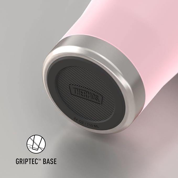 THERMOS Icon Series 24oz Stainless Steel Tumbler with Slide Lock Lid, Leakproof, Fits Cupholder, Dishwasher Safe, Griptec™ Non‑Slip Base, Keeps Drinks Hot 6 Hrs/Cold 22 Hrs, Sunset Pink