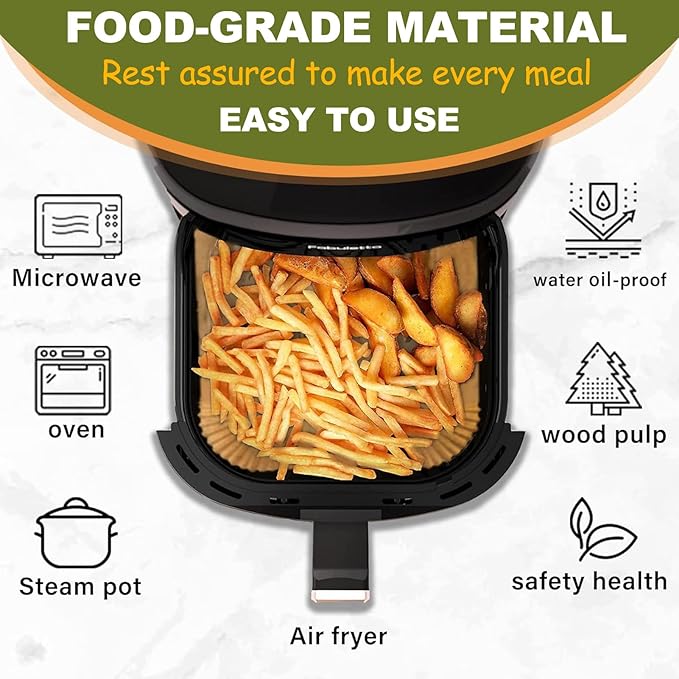 Air Fryer Liners Disposable 4QT/5QT for Chefman Air Fryer, 7.5 Inch 150Pcs Parchment Paper Liners for Chefman 4QT Compact Airfryer & TurboX 4-in-1 Air Fryer 5-Quart