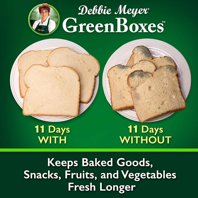 GreenBoxes - Bread Box for Kitchen Countertop, BPA-Free | FoodFresh Technology, BPA-Free Reusable Food Storage Container, Helps Keep Bread, Fruit, Vegetable & Snacks Fresh Longer