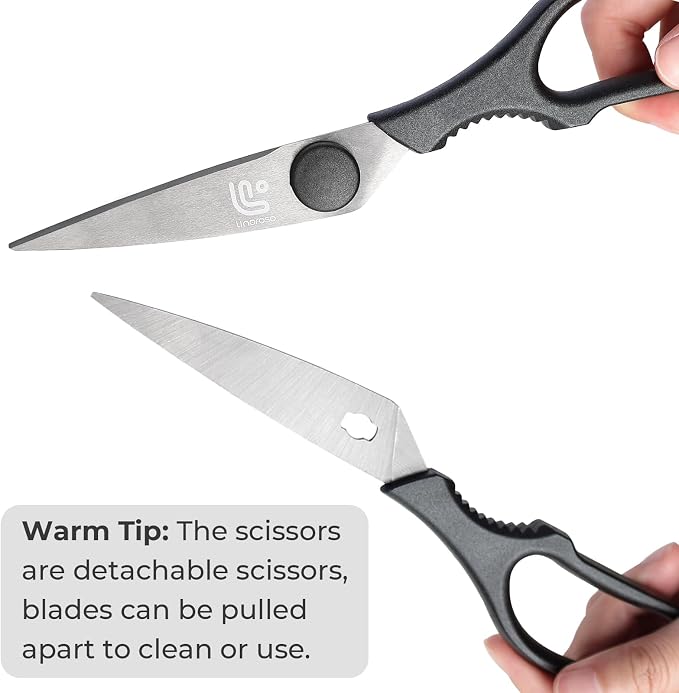 Kitchen Scissors All Purpose Kitchen Shears with Magnetic Holder, Heavy Duty Scissors Shears Dishwasher Safe, Come Apart Food Scissors for Meat, Poultry, Cooking, BBQ, Vegetable, Herbs, Black