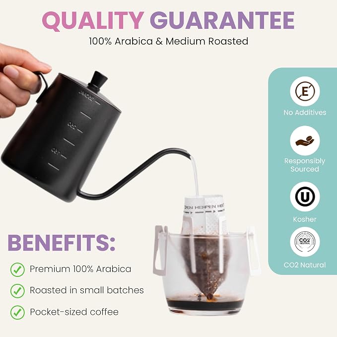 Mondo Drip Coffee Mix (10-Pack Variety), Single Serve Pour Over Filter Bags, Pre-Filled 100% Arabica, Medium Roast