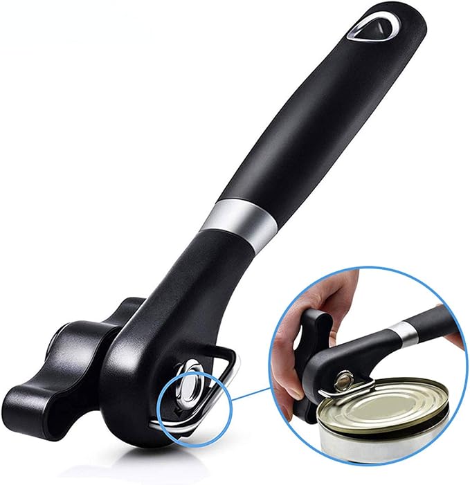 Side Cut Can Opener, Smooth Edge Manual Opener, Black | Safety side-cut blade creates smooth edges; large soft-touch knob and non-slip handle provide comfortable everyday use.