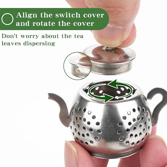 CEYAZYE 12PCS Stainless Steel Tea Infuser, Loose Leaf Tea Ball Strainer | Fine Mesh Teapot Interval Diffuser, Extended Chain Hook and Drip Tray for Brewing Tea Herbs Condiments & Spices