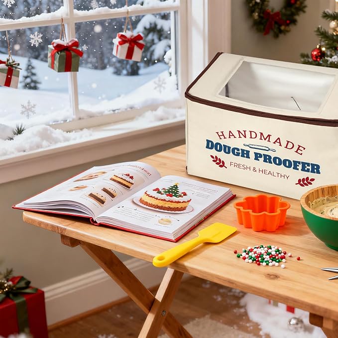 Extra Large Dough Proofing Box50-130°F, 3-Sided Heat 24HTimer | Extra-large foldable proofing box includes 3-sided heat, 50-130°F control, beep alert and storage bag for dough and seedlings