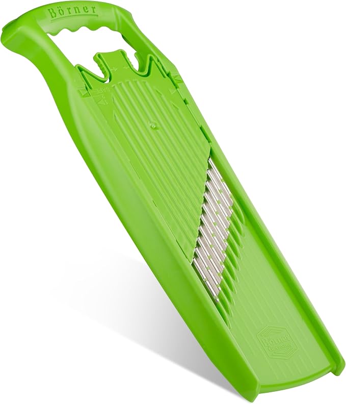 Börner Wave-Waffle PowerLine Crinkle Cut Vegetable Slicer (Green) • Slicer for Wave & Waffle Cut • Wavy Vegetable Cutter • Slicer for Lattice Potatoes & Chips • Wavy Potato Slicer
