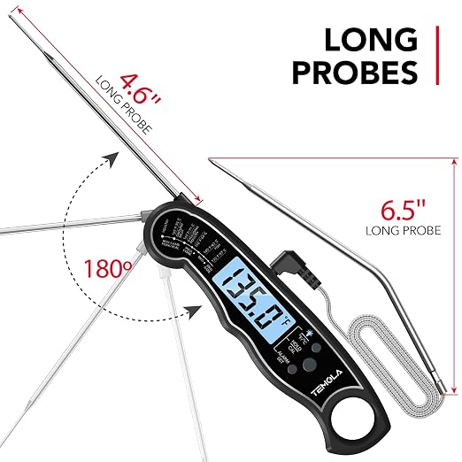 Meat Thermometer, Instant Read Food Thermometer for Cooking, Digital Food Thermometer with LCD Backlight for Candy Fry Grill BBQ Liquids, Kitchen Oven Safe Dual Probe 2 in 1 Thermometer | Digital Food LCD Backlight for Candy Fry Grill BBQ Liquids, Kitc...