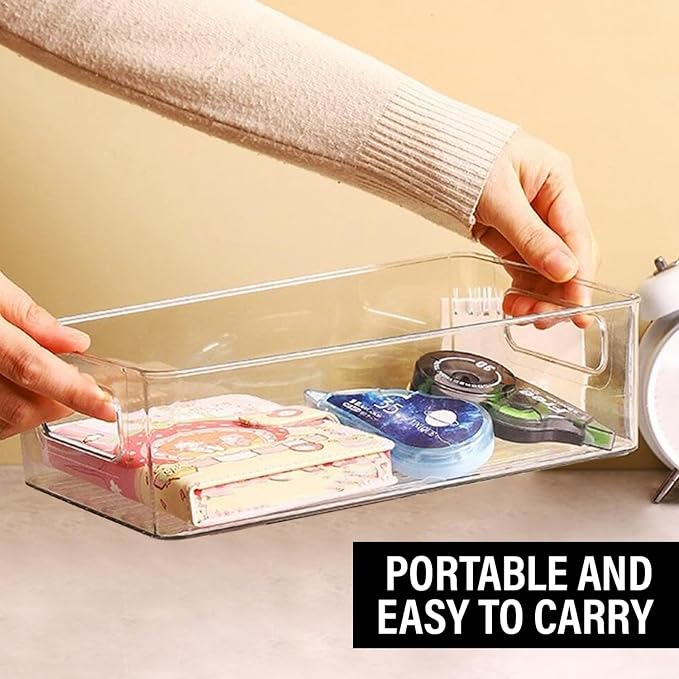 Clear Plastic Storage Bins, Home Bathroom Laundry Room Freezer Refrigerator Pantry Organizers and Storage Containers Fridge Organizer Bins Kitchen Organization Cabinet Medicine Bin for organizing