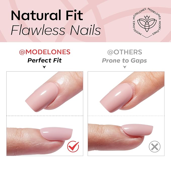 modelones Sheer Red Short Press on Nails, Oval Fake Nails Kit | Semi-Transparent Press Ons with Nail Glue, Adhesive Tabs, Nail File, Prep Pad, Manicure Stick, 32Pcs 16 Sizes, Women Gift