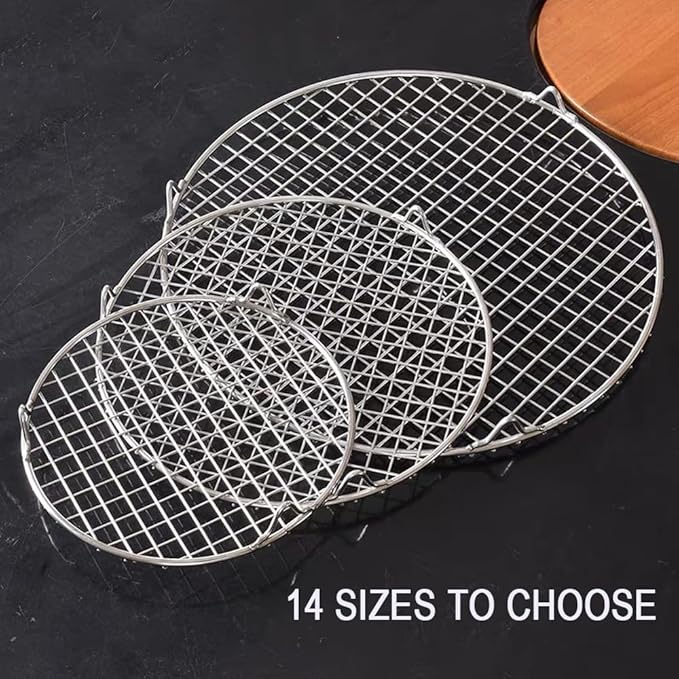 Multi-Purpose Round Barbecue Cooling Rack with Legs for Steaming Dia 7.5" Heavy Duty 304 Stainless Steel for Grill/Instant Pot/Pressure Cooker/Oven (190mm/7.5")
