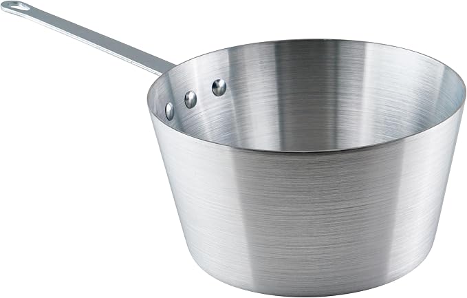 Winco 5 qt Aluminum Heavy-Duty Sauce Pan | Tapered sides, Heavy-duty, Riveted handle, Hanging hole, Great for Cooking and Food Preparation