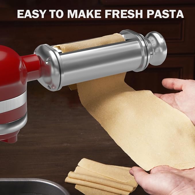 Pasta Roller for All KitchenAid Stand Mixer, Electric Dough Roller with 8 Different Thickness Adjustments, Stainless Steel Pasta Paker Attachment Kitchen Aid Accessories and Attachments