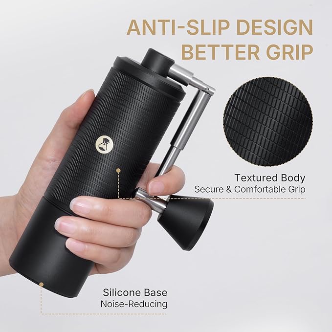TIMEMORE C5 PRO Manual Coffee Grinder, 42mm Stainless Steel Burr, 48 Adjustable Settings Hand Coffee Grinder, Foldable Handle, All-Metal Portable Coffee Bean Grinder for Pour Over & Travel (Black)
