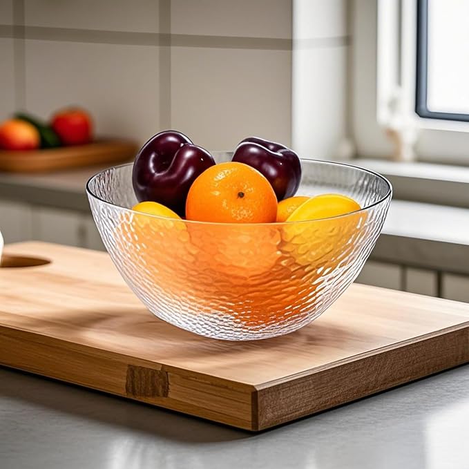 4 Pack Clear Plastic Serving Bowls, 135 OZ Large Round Plastic Bowls, 10 Inch Disposable Reusable Salad Mixing Bowl Buffet Containers for Catering, Party, Salad, Fruit, Chips, Popcorn, Snack