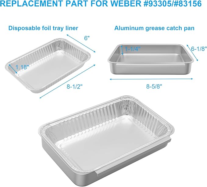 83156 Grease Catch Pan for Weber Spirit 200/300/Genesis II 300 SER Grills | Grill Grease Tray with Disposable Drip Liners for Weber Spirit e-210 e-220 e-310 e-320 e-330 Genesis II e-310/315/325/330/335
