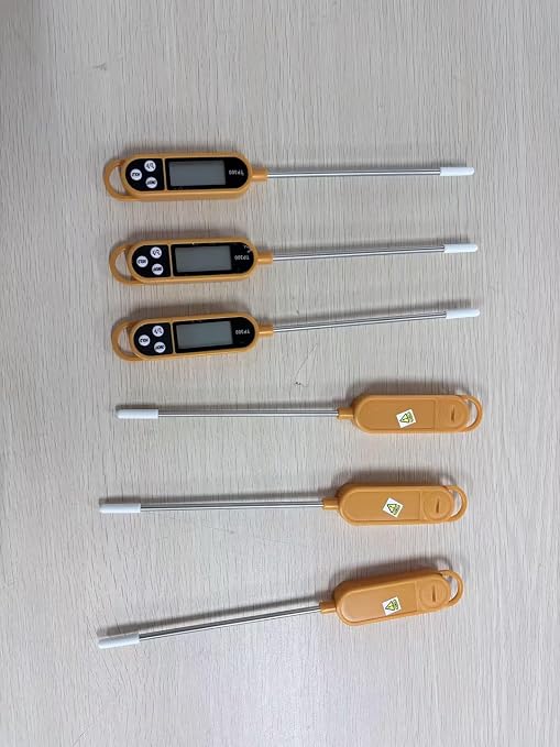 Instant Read Meat Thermometer with Long Probe 9.65 Inch Kitchen Cooking Food Candy Waterproof Digital Thermometer for BBQ Water Milk Yogurt Liquid(Orange,6 Pcs)