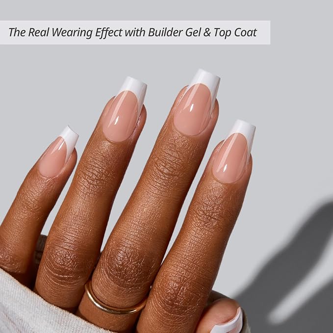 BTArtboxnails XCOATTIPS White French Tip Press On Nails, S Coffin, Peach | Lamp-Curable, 4-Week Wear, Natural Nail Look, Salon Quality Value at Home, Easy-to-Apply for Beginners, 160ct Nail Tips Only