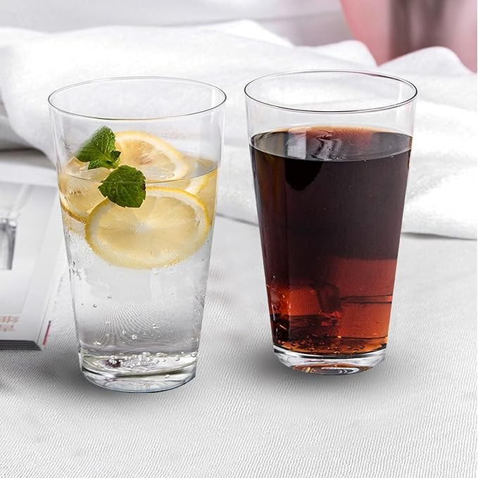 QAPPDA 16oz Highball Glasses Set of 6, Thick Clear Tall Drinking Glasses | Dishwasher Safe Water Glassware For Bar, Juice, Beer, Iced Tea, Everyday Cordial Bar Glasses Drinkware