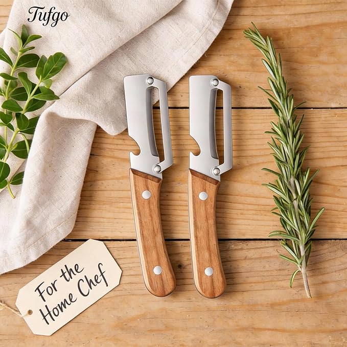 Multi-Functional Vegetable Peeler for Kitchen, 2026 New Stainless Steel Peeler with Wooden Handle and Bottle Opener, Kitchen Tool for Fruit Veggie Pumpkin, Gifts for Mom (2PCS)