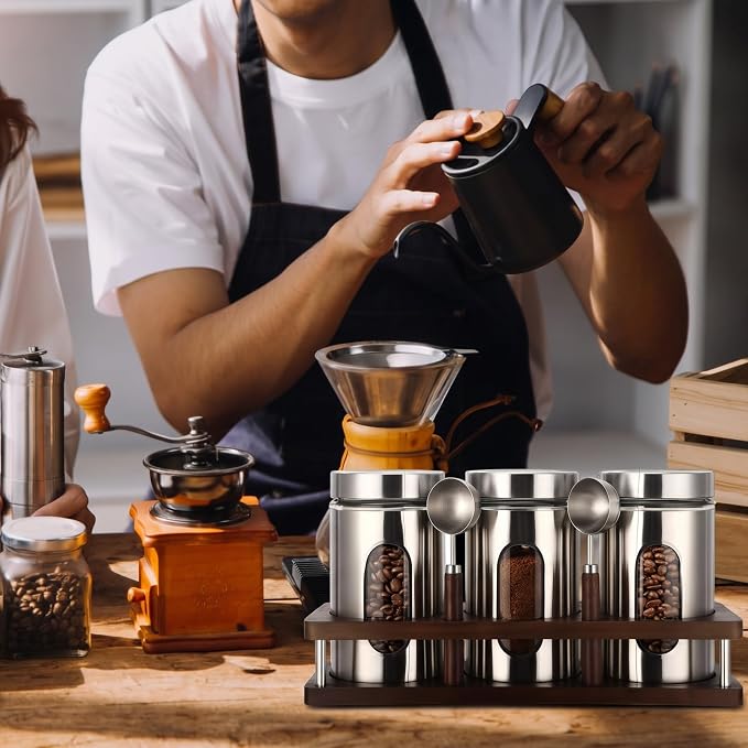 Coffee Ground Containers with Shelf,3,Classic Style,9.9 x 4.9''
